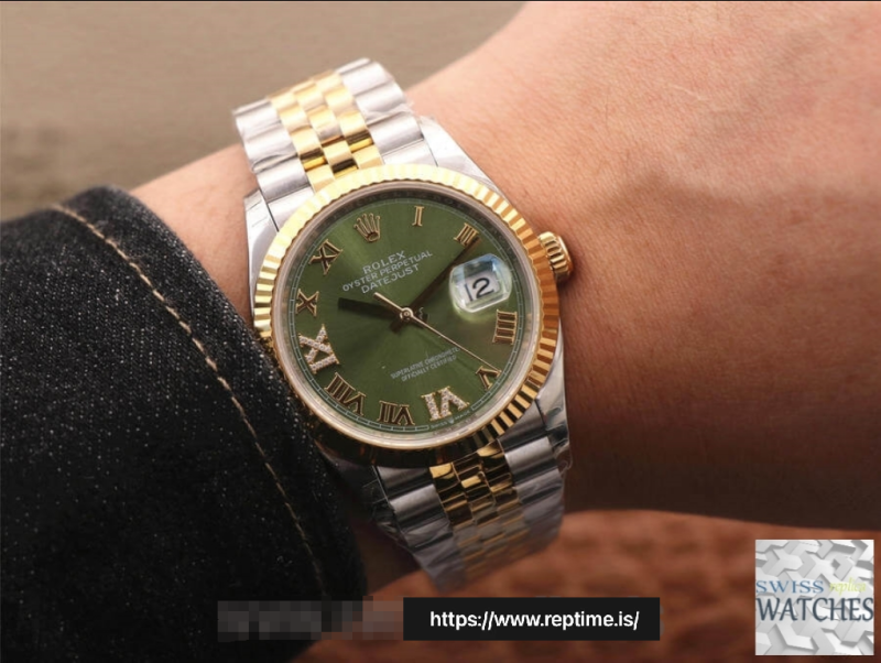 ROLEX DATEJUST GREEN DIAL 18K YELLOW GOLD 36MM SWISS REPLICA m126233.0025 - Image 10