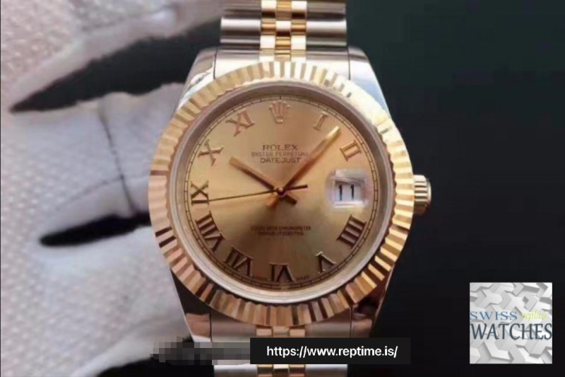ROLEX DATEJUST GOLD DIAL 18K YELLOW GOLD 41MM SWISS REPLICA 126333.007 - Image 2