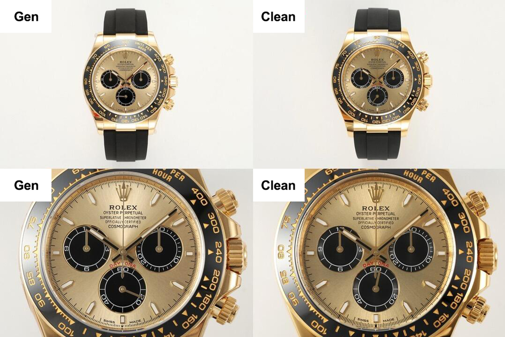 In-Depth Comparison: Clean Factory Rolex Daytona 126518 vs. Genuine