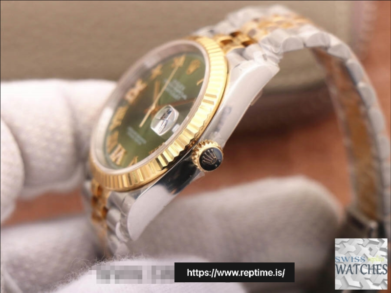 ROLEX DATEJUST GREEN DIAL 18K YELLOW GOLD 36MM SWISS REPLICA m126233.0025 - Image 5