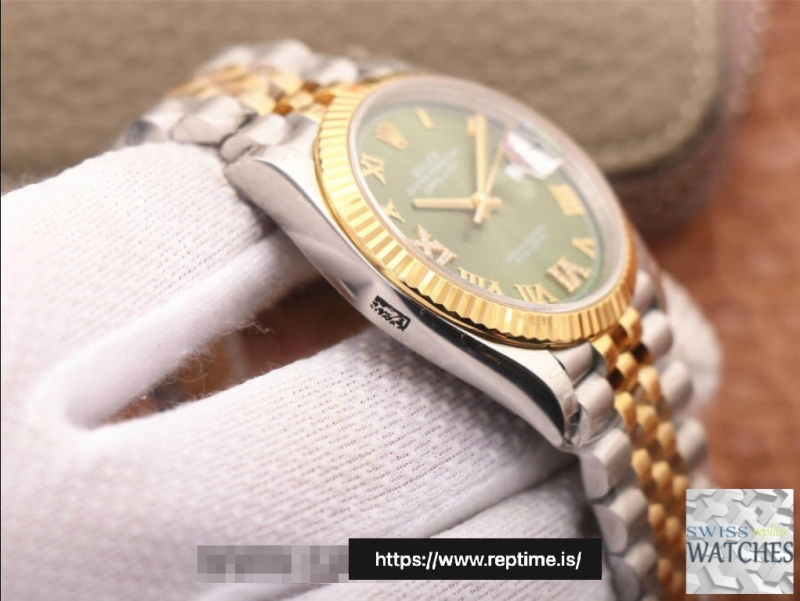ROLEX DATEJUST GREEN DIAL 18K YELLOW GOLD 36MM SWISS REPLICA m126233.0025 - Image 6