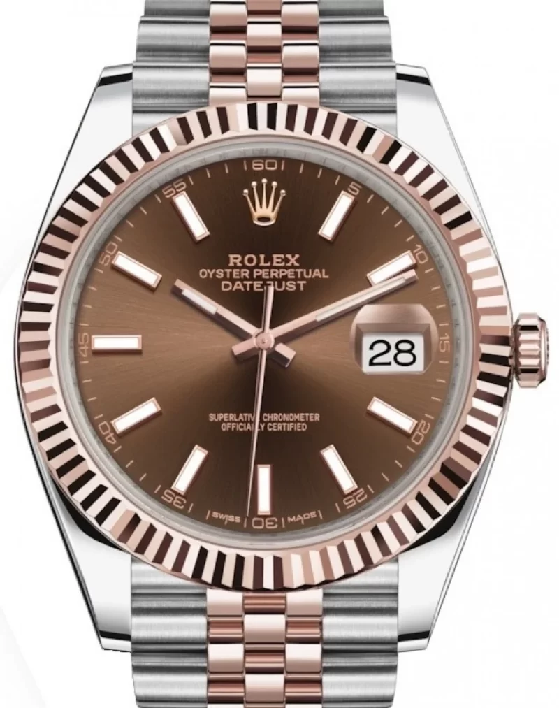 Rolex Datejust 41 Rose Gold/Steel Chocolate Dial Fluted Bezel (Jubilee) 126331 - Image 3