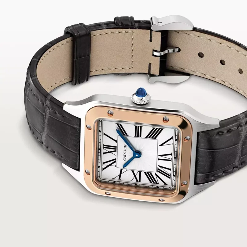 Cartier Santos-Dumont Men Automatic Silver Stainless Steel & 18ct Rose Gold Watch W2SA0017 - Image 2