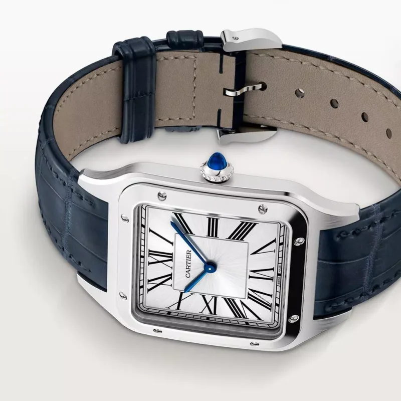 Cartier Santos-Dumont Men Quartz Silver Alligator Watch WSSA0022 - Image 2