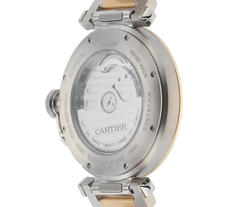 Cartier Pasha de Cartier Women Automatic Silver Stainless Steel & 18ct Rose Gold Watch W2PA0008 - Image 3