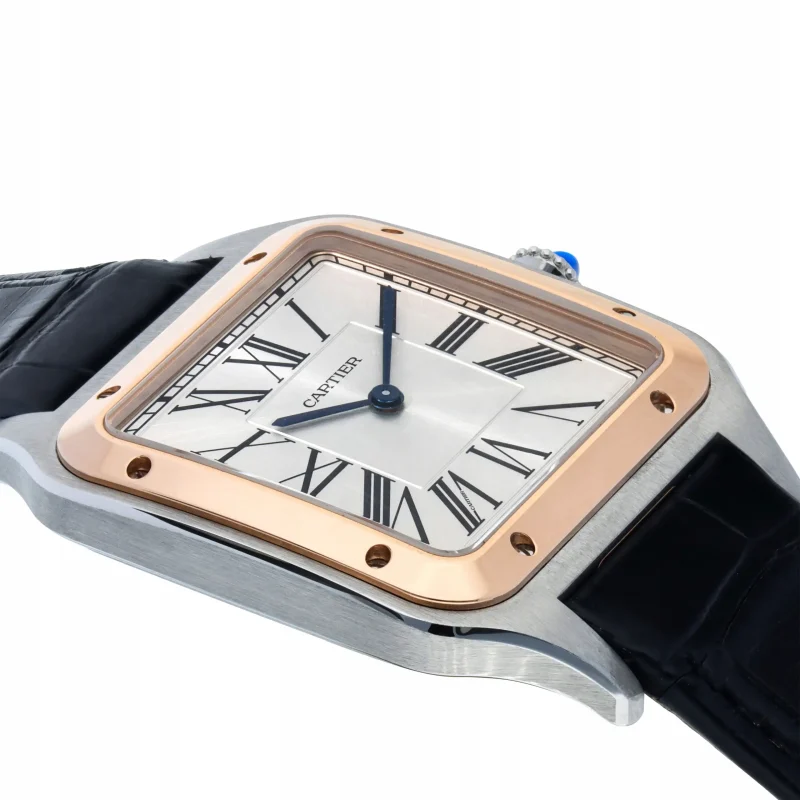 Cartier Santos-Dumont Men Automatic Silver Stainless Steel & 18ct Rose Gold Watch W2SA0017 - Image 3