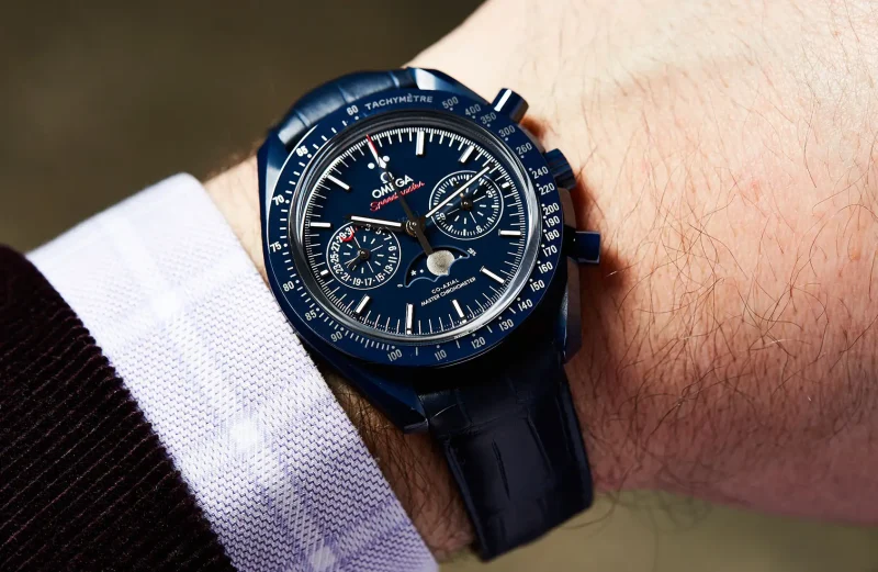 Omega Speedmaster Men Automatic Blue Leather Watch O30493445203001 - Image 3