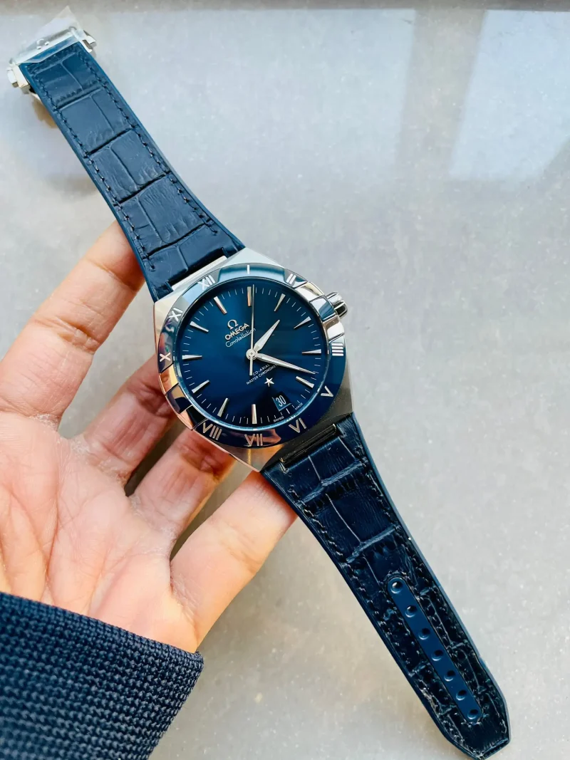 Omega Constellation Men Automatic Blue Leather Watch O13133412103001 - Image 3