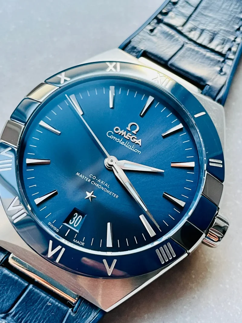 Omega Constellation Men Automatic Blue Leather Watch O13133412103001 - Image 2