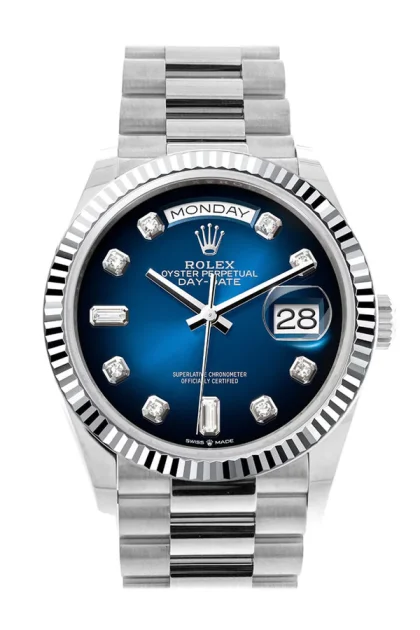 ROLEX DAY DATE BLUE DIAL SAPPHIRE CRYSTAL 36MM SWISS REPLICA m128239.0023