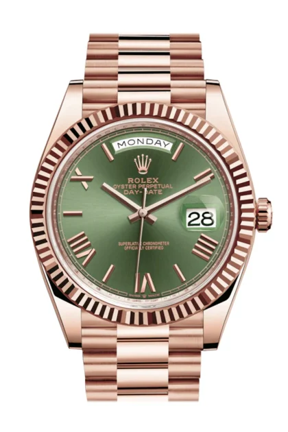 ROLEX DAY DATE GREEN DIAL SAPPHIRE CRYSTAL 40MM SWISS REPLICA 228235.6