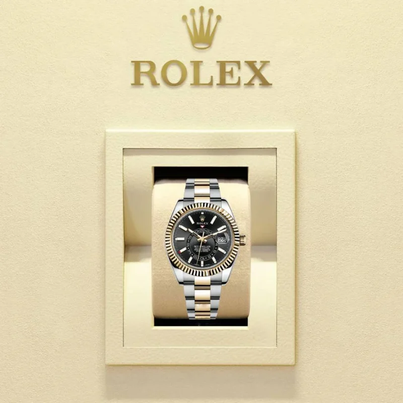 Rolex Sky Dweller Black Dial Gold Bezel Two Tone Oyster 326933 - Image 4