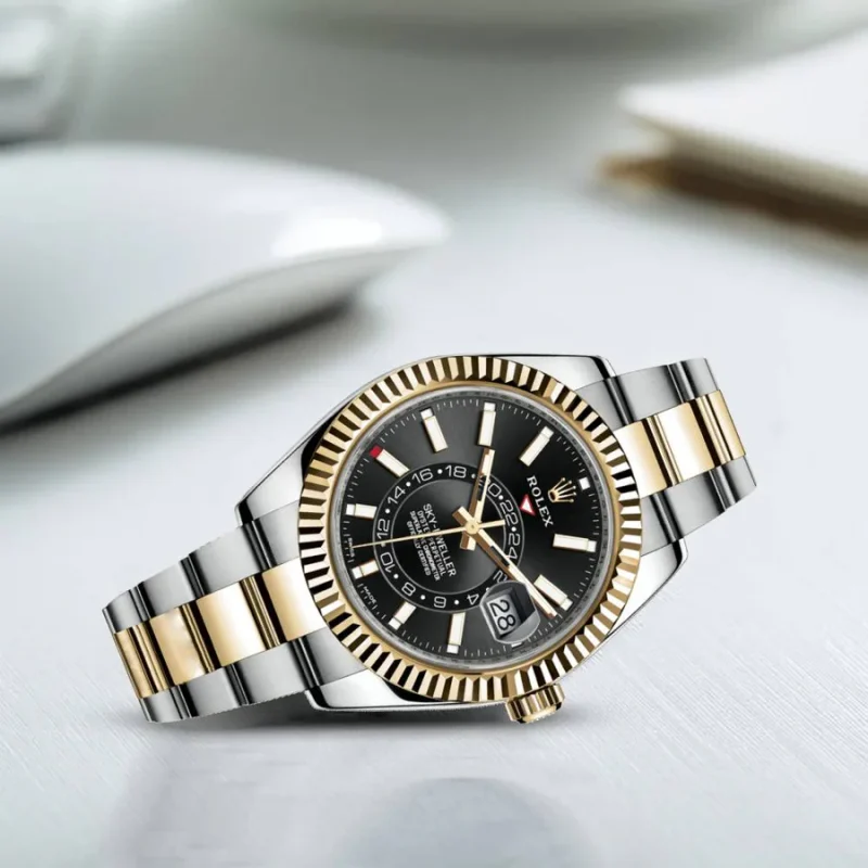 Rolex Sky Dweller Black Dial Gold Bezel Two Tone Oyster 326933 - Image 3