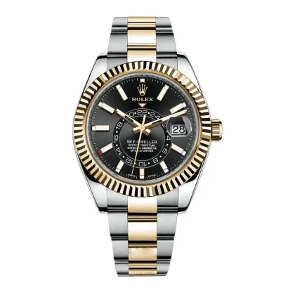 Rolex Sky Dweller Black Dial Gold Bezel Two Tone Oyster 326933