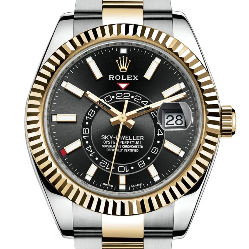 Rolex Sky Dweller Black Dial Gold Bezel Two Tone Oyster 326933 - Image 5