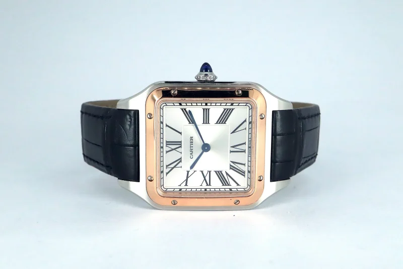 Cartier Santos-Dumont Men Automatic Silver Stainless Steel & 18ct Rose Gold Watch W2SA0017 - Image 4