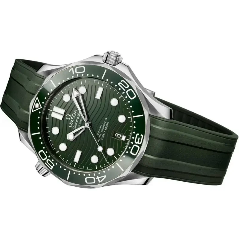 Omega Seamaster Men Automatic Green Rubber Watch O21032422010001 - Image 3