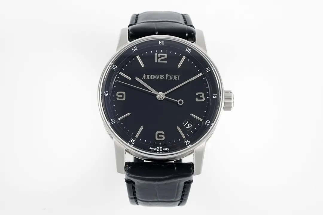 watch Audemars Piguet CODE 11.59 Blue Dial Three-Hand Automatic Watch - 41mm Stainless Steel Case with Black Leather Strap