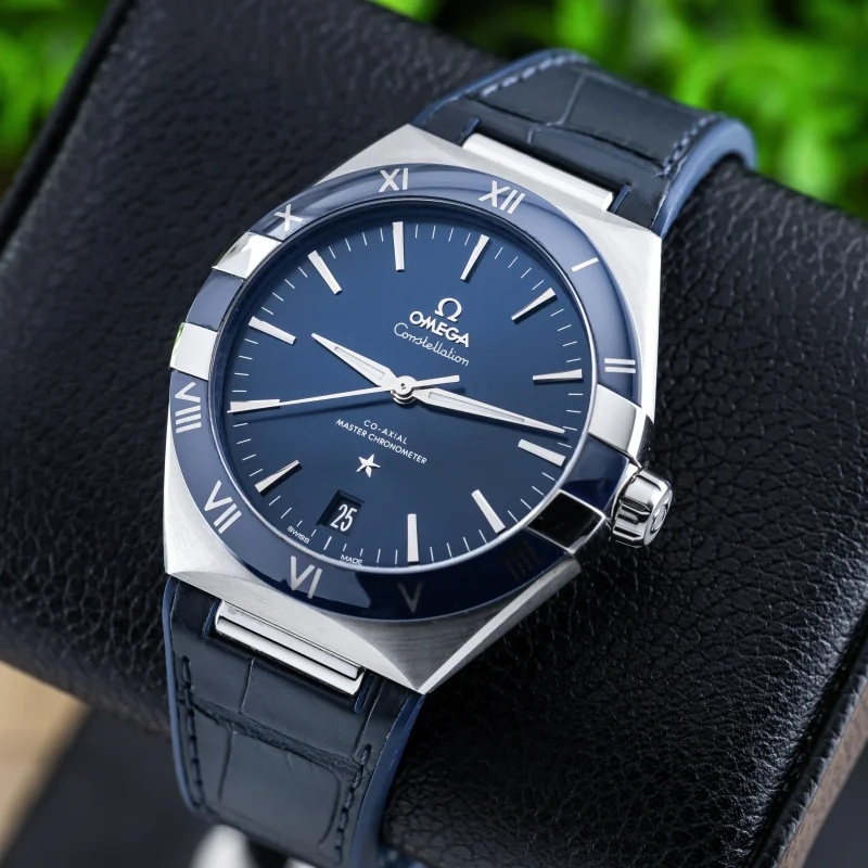 Omega Constellation Men Automatic Blue Leather Watch O13133412103001 - Image 4