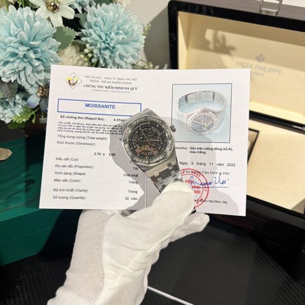 Best Fake Audemars Piguet Rep 11 Watch Royal Oak 15412BC Moissanite Diamond 41mm - Top Watch