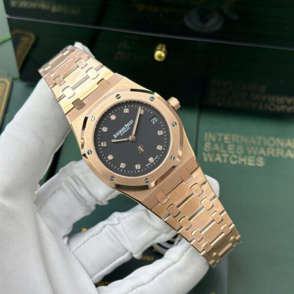 Swiss 1:1 Audemars Piguet Royal Oak Jumbo Extra-Thin 15207OR Rose Gold Replica Watch Black Dial IPF 39mm - Top Watch