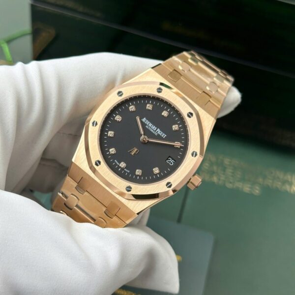 Swiss 1:1 Audemars Piguet Royal Oak Jumbo Extra-Thin 15207OR Rose Gold Replica Watch Black Dial IPF 39mm - Top Watch - Image 4