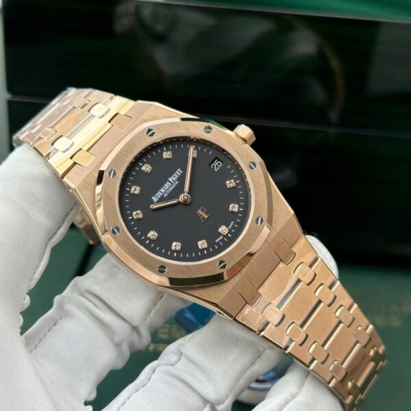 Swiss 1:1 Audemars Piguet Royal Oak Jumbo Extra-Thin 15207OR Rose Gold Replica Watch Black Dial IPF 39mm - Top Watch - Image 5