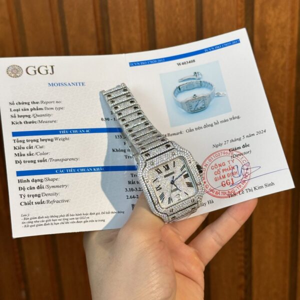 Swiss 1:1 Cartier Iced Out Santos De Cartier Customs Moissanite Diamonds 39.8mm - Top Watch - Image 2