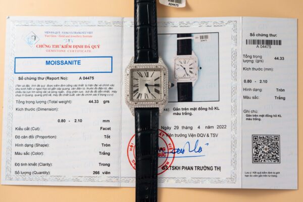Swiss 1:1 Cartier Replica 1:1 Watch Santos Dumont Large With Full Moissanite Diamond Hong Kong 42mm - Top Watch