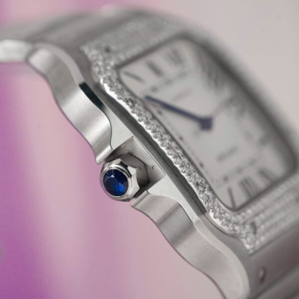 Swiss 1:1 Cartier Replica 11 Watch Santos Moissanite Diamond Bezel White Dial BV Factory 39.8mm - Top Watch - 图片 8
