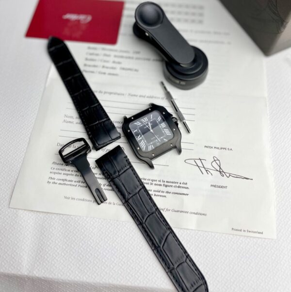 Swiss 1:1 Cartier Santos De Cartier Full Black Replica 1:1 Watch Factory BV 39.8mm - Top Watch