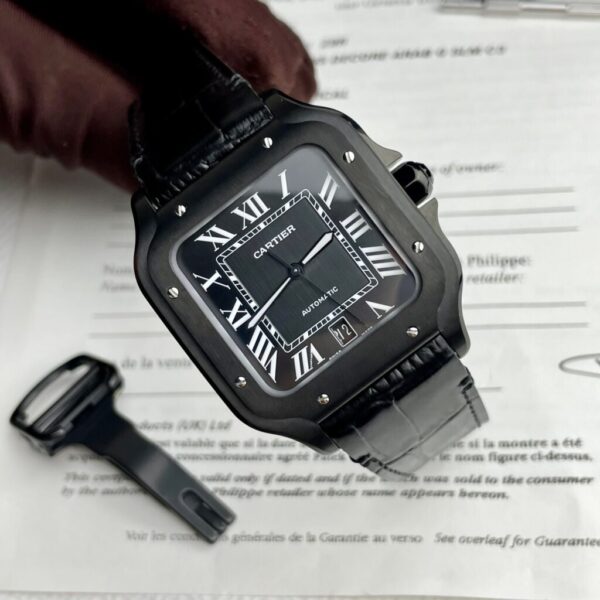 Swiss 1:1 Cartier Santos De Cartier Full Black Replica 1:1 Watch Factory BV 39.8mm - Top Watch - Image 3