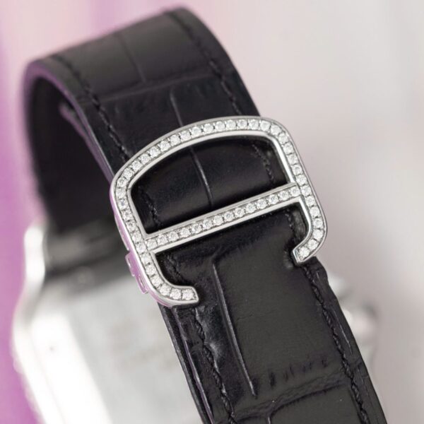 Best Fake Cartier Santos With Moissanite Diamond Hong Kong Rep 11 Watch Leather Strap 39.8mm - Top Watch - 图片 10