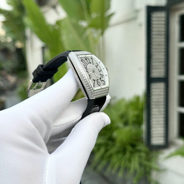 Replica Franck Muller Rep 11 Watch V32 Women's Full Diamonds Black Rubber Strap ABF 32x40mm - Top Watch - Image 4