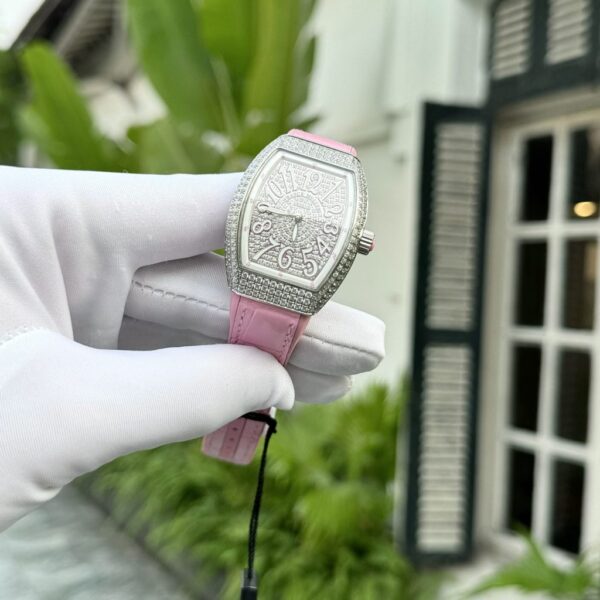 Swiss 1:1 Franck Muller Replica 1:1 Watch V32 With Full Diamonds Pink Rubber Strap ABF Factory 32x40mm - Top Watch - 图片 2