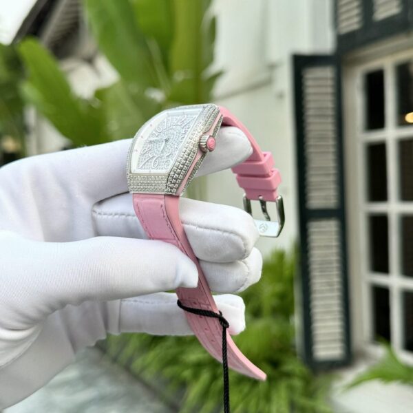 Swiss 1:1 Franck Muller Replica 1:1 Watch V32 With Full Diamonds Pink Rubber Strap ABF Factory 32x40mm - Top Watch - 图片 4