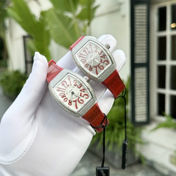 Replica Franck Muller Replica 1:1 Watch V32 with Full Stone Red Dial ABF Factory 32x40mm - Top Watch