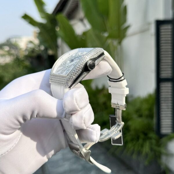 Replica Franck Muller Vanguard V45 White Face With Stone Best Fake Replica Watch ABF Factory 45mm - Top Watch - Image 4