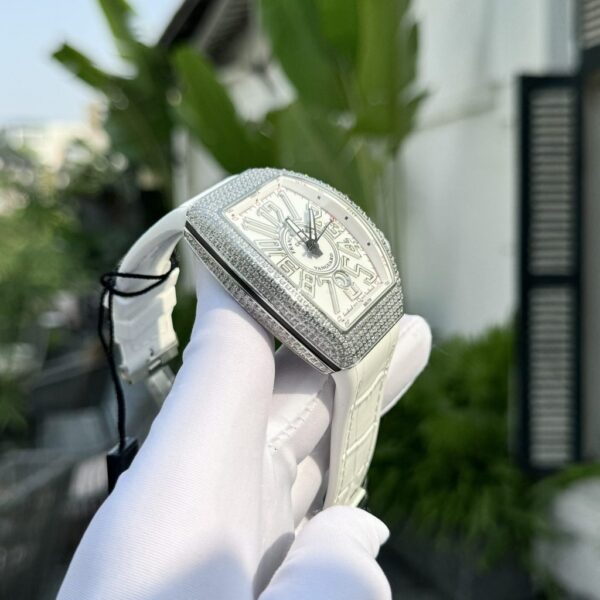 Replica Franck Muller Vanguard V45 White Face With Stone Best Fake Replica Watch ABF Factory 45mm - Top Watch - Image 5