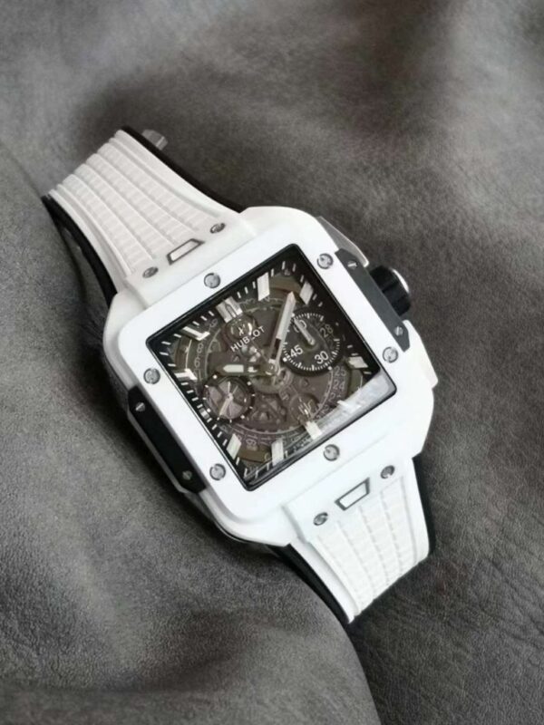 Replica Hublot Replica 1:1 Watch Square White Ceramic Bang Unico Chronograph Factory BBF 42mm - Top Watch