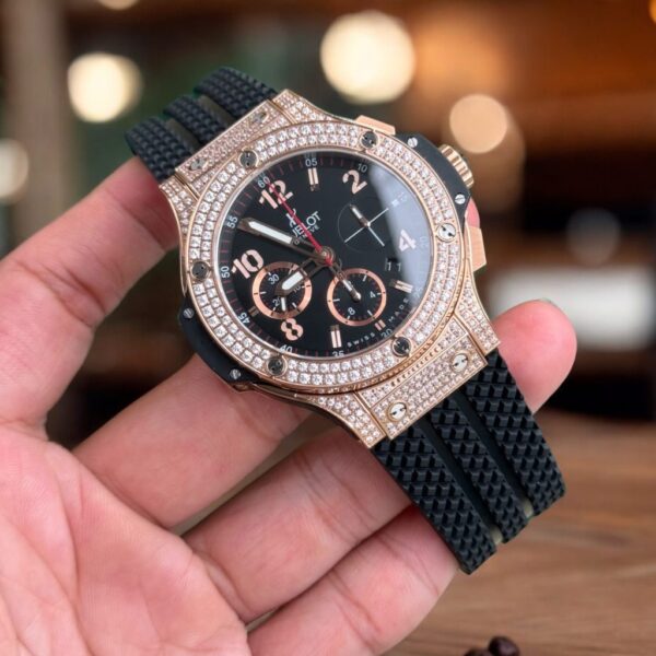 Swiss 1:1 Hublot Replica 11 Watch Big Bang Chronograph Full Stone Face Black High Quality 44mm - Top Watch - Image 2