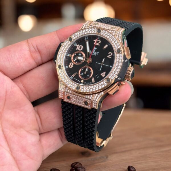 Swiss 1:1 Hublot Replica 11 Watch Big Bang Chronograph Full Stone Face Black High Quality 44mm - Top Watch - Image 3