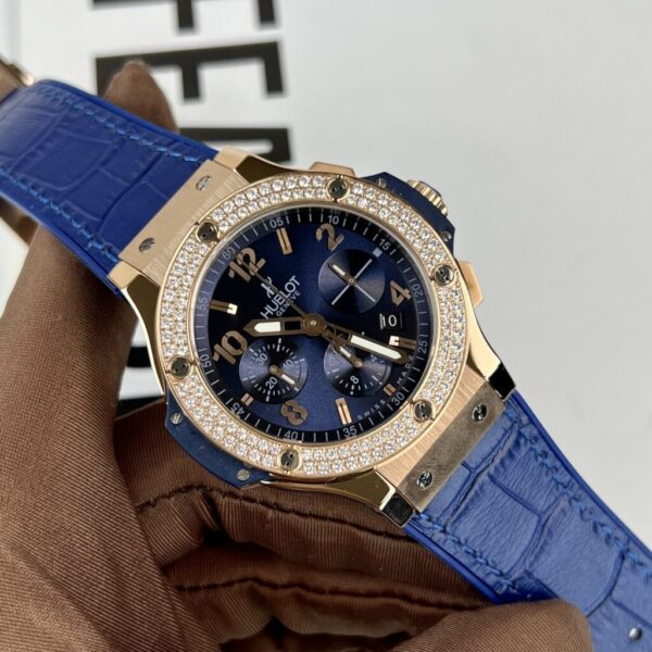 Swiss 1:1 Hublot Replica 1:1 Watch Big Bang Chronograph Blue With Moissanite Bezel 44mm - Top Watch - Image 2