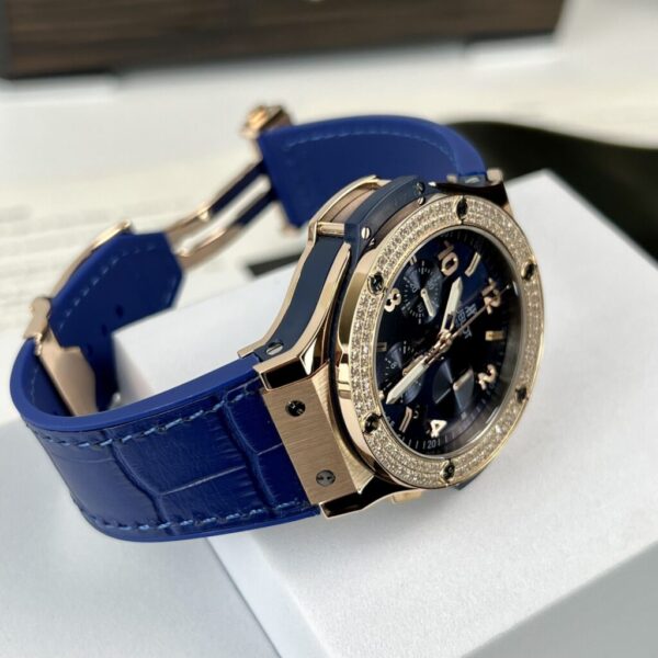 Swiss 1:1 Hublot Replica 1:1 Watch Big Bang Chronograph Blue With Moissanite Bezel 44mm - Top Watch - Image 3
