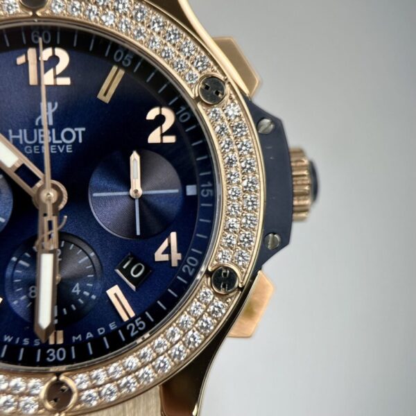 Swiss 1:1 Hublot Replica 1:1 Watch Big Bang Chronograph Blue With Moissanite Bezel 44mm - Top Watch - Image 5
