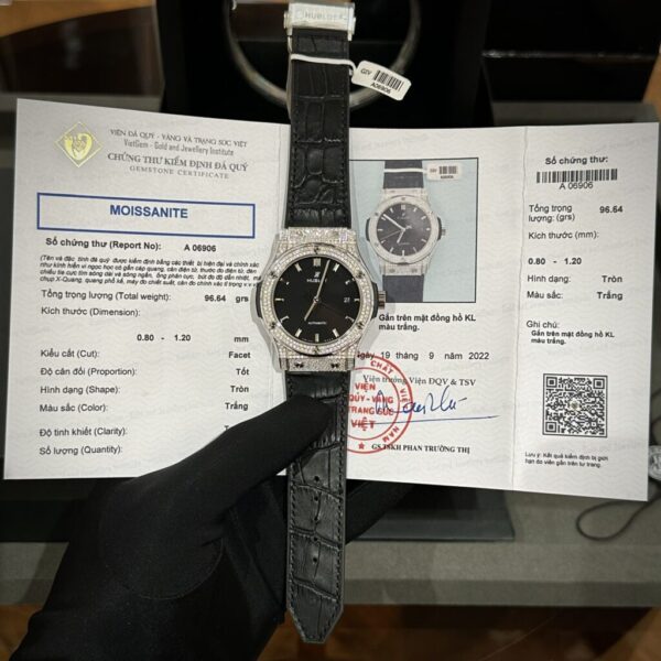 Swiss 1:1 Hublot Replica 1:1 Watch Classic Fusion Full Black Moissanite Diamond 42mm - Top Watch