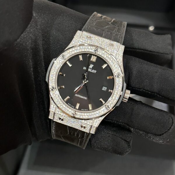Swiss 1:1 Hublot Replica 1:1 Watch Classic Fusion Full Black Moissanite Diamond 42mm - Top Watch - Image 3