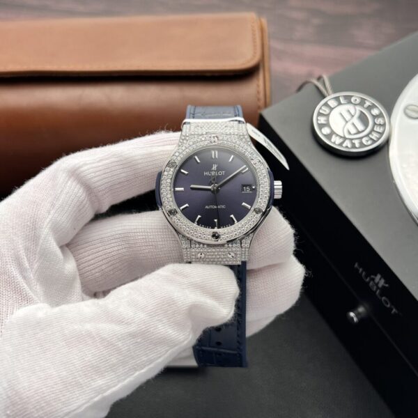 Best Fake Hublot Replica 11 Watch Classic Fusion Full Moissanite Diamond Case Charcoal Blue 38mm - Top Watch