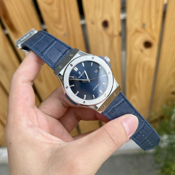 Best Fake Hublot Replica 1:1 Watch Classic Fusion Titanium Blue Leather Strap JJF 42mm - Top Watch - Image 2