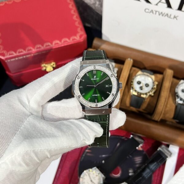 Swiss 1:1 Hublot Replica 11 Watch Classic Fusion Titanium Green Dial With Moissanite Bezel 42mm - Top Watch